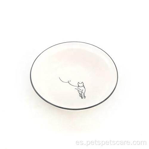 Tazón de alimentación de mascotas 2 tamaños cerámica blanca